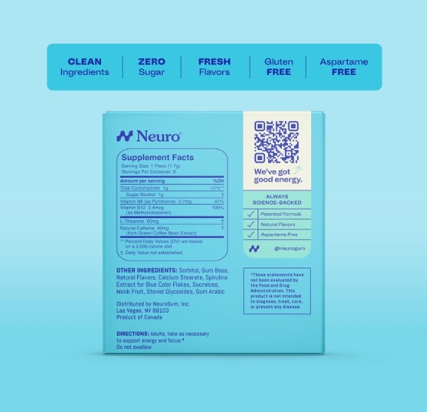 뉴로껌 에너지 포커스 페퍼민트 껌 54개입