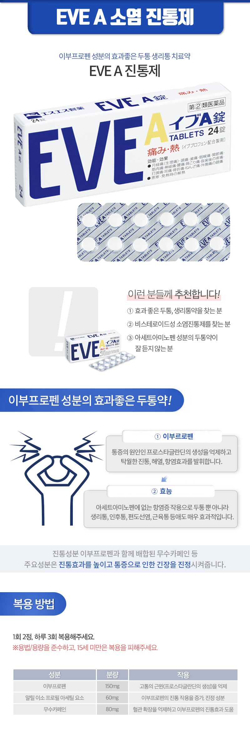 이브 진통제 이브A 24정 일본 진통제, 각종 통증에 효과! 이브A 24정